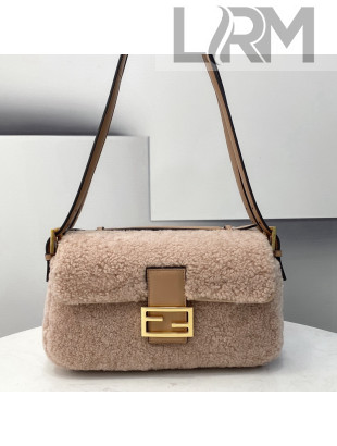 Fendi Baguette Multi Double-Sided Bag in Light Pink Sheepskin Wool 2021 8520