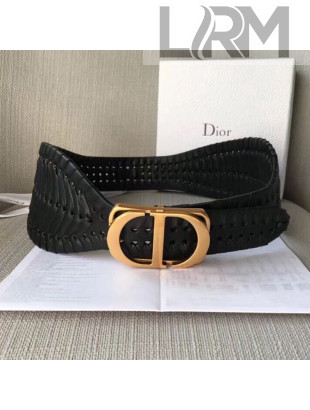 Dior Perforated Calfskin Corset Belt with CD Buckle Black 2019