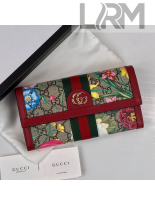 Gucci Ophidia GG Flora Continental Wallet 523153 Red 2019