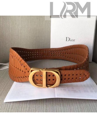 Dior Perforated Calfskin Corset Belt with CD Buckle Brown 2019