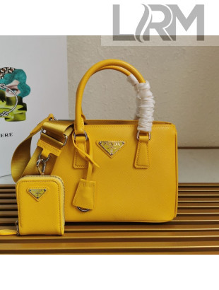 Prada Saffiano Leather Top Handle Bag 1BA296 Yellow 2021