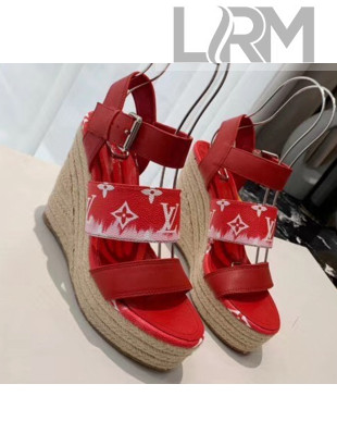 Louis Vuitton LV Escale Starboard Wedge Sandal 1A7U48 Red 2020