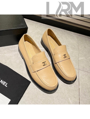 Chanel Shiny Calfskin Loafers G38048 Beige 2021 