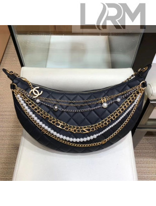 Chanel Quilted Lambskin Chain Tassel Hobo Bag AS0774 Black 2019