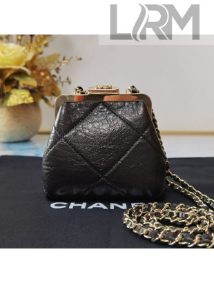 Chanel Quilted Shiny Aged Lambskin Clutch with Chain AP1555 Black 2020