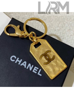 Chanel Metal Tag Bag Charm and Key Holder Gold 2019