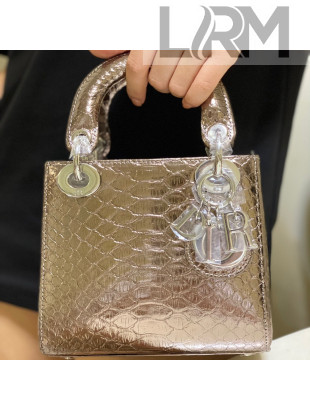 Dior Mini Lady Dior Bag in Python Leather Bronze 2021