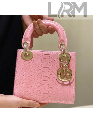 Dior Mini Lady Dior Bag in Python Leather Pink 2021