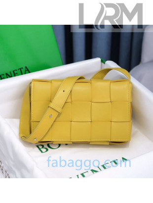 Bottega Veneta Cassette Small Crossbody Messenger Bag in Maxi Weave Yellow 2020