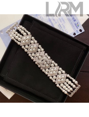 Chanel Rhombus Pearl Choker Bracelet AB2258 2019
