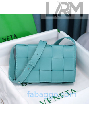 Bottega Veneta Cassette Small Crossbody Messenger Bag in Maxi Weave Blue Seafoam 2020