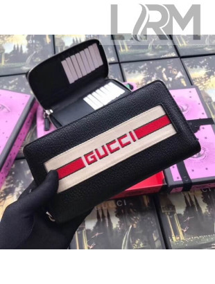 Gucci Strap Leather Zip Around Wallet Black 2018