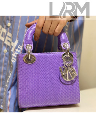 Dior Mini Lady Dior Bag in Python Leather Violet 2021