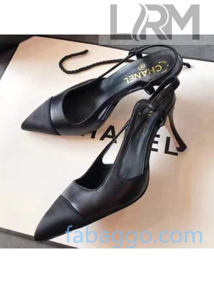 Chanel Lambskin Medium Heel Slingback Pumps 04 Black 2020