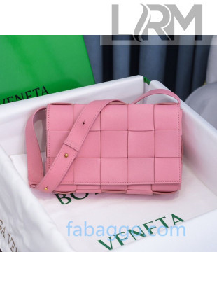 Bottega Veneta Cassette Small Crossbody Messenger Bag in Maxi Weave Light Pink 2020