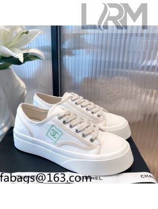 Chanel Canvas Platfrom Sneakers White 2021