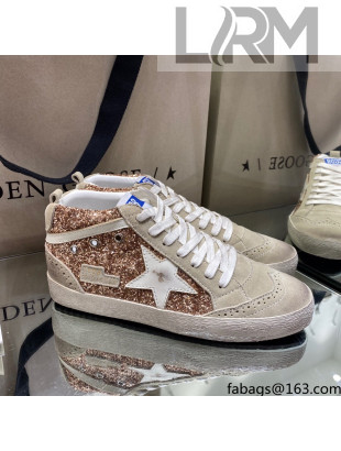 Golden Goose Mid-Star Sneakers in Pink-gold Glitter 2021