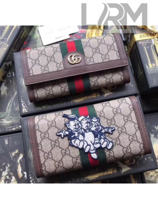 Gucci Ophidia GG Continental Wallet with Pigs Embroidery 523153 2019
