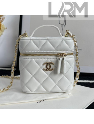 Chanel Lambskin Vanity Case Clutch with Chain White 2021