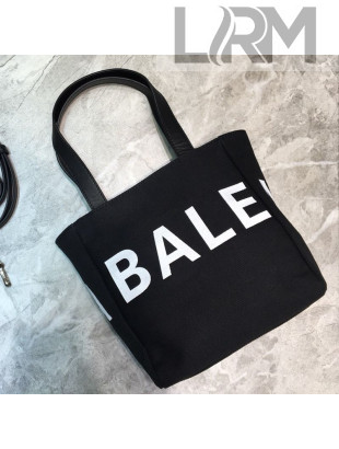 Balenciaga Small Contrasting Logo Canvas Tote Black 2019