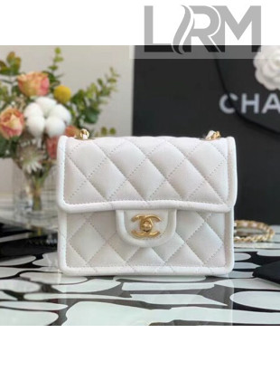 Chanel Grained Calfskin Mini Square Flap Bag AS2356 White 2021