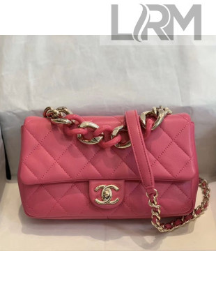 Chanel Quilted Lambskin Medium Flap Bag with Resin Chain AS1353 Pink 2019