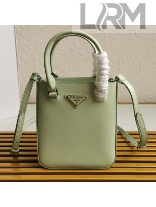Prada Small Brushed Leather Tote Bag 1BA331 Green 2021 
