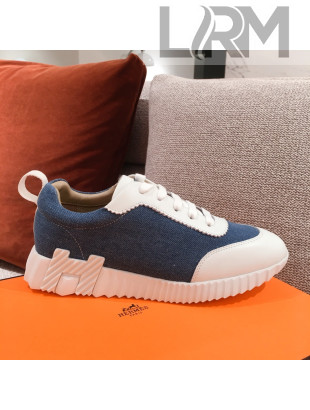 Hermes Bouncing Canvas Sneakers Denim Blue 2021 05 (For Women and Men)
