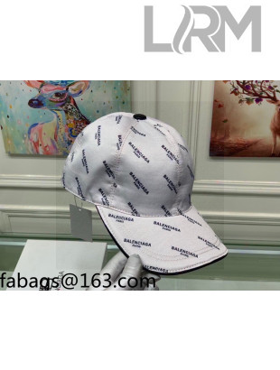 Balenciaga Signature Silk Baseball Hat White 2021