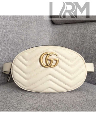 Gucci GG Marmont Leather Medium Belt Bag 491294 White 2018