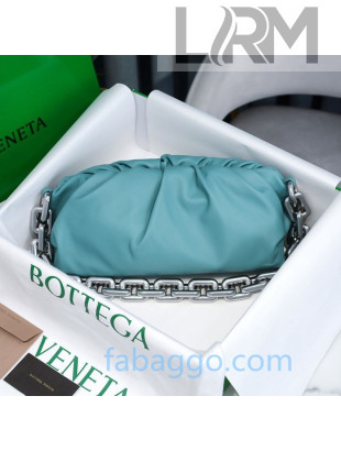 Bottega Veneta The Chain Pouch Shoulder Bag with Square Ring Chain Strap Blue Seafoam/Silver 2020