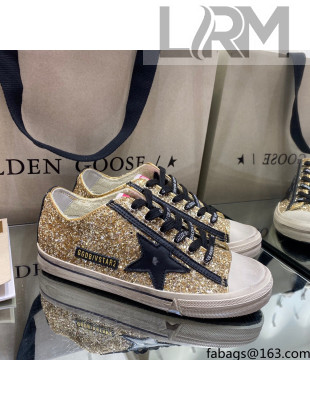 Golden Goose V-Star Sneakers In Gold Glitter 2021