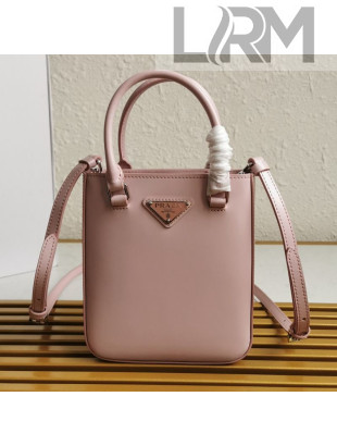 Prada Small Brushed Leather Tote Bag 1BA331 Pink 2021 