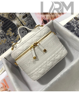Dior Small Dioramour DiorTravel Vanity Case in White Cannage Lambskin with Heart Motif 2021