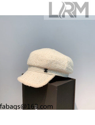Chanel Shearling and Tweed Octagonal Hat White 2021