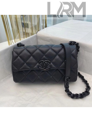 Chanel Matte Grained Calfskin Small Flap Bag AS2302 All Black 2020 TOP