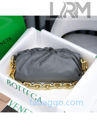 Bottega Veneta The Chain Pouch Shoulder Bag with Square Ring Chain Strap Grey/Gold 2020
