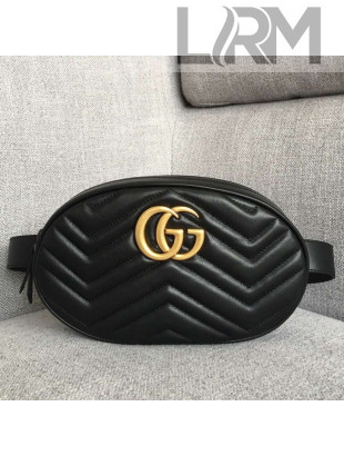 Gucci GG Marmont Leather Medium Belt Bag 491294 Black 2018