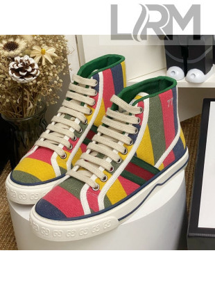 Gucci Tennis 1977 High Top Sneakers in Rainbow Stripes 2020 (For Women and Men)