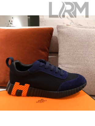 Hermes Bouncing Suede Sneakers Navy Blue 2021 09 (For Women and Men)
