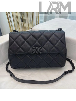 Chanel Matte Grained Calfskin Flap Bag AS2303 All Black 2020 TOP