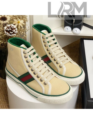 Gucci Tennis 1977 High Top Sneakers with Web Light Beige 2020 (For Women and Men)
