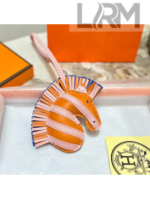 Hermes Geegee Savannah Lambskin Zebra Bag Charm and Key Holder Orange/Pink/Blue 2022 11