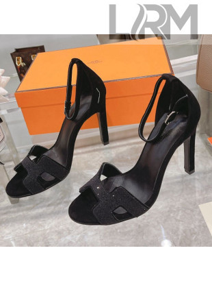 Hermes Premiere Crystal H Heel 10.5cm Sandals Black 2021 04
