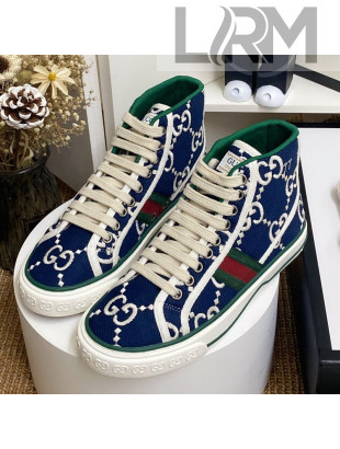 Gucci Tennis 1977 High Top Sneakers Navy Blue/White GG 2020 (For Women and Men)