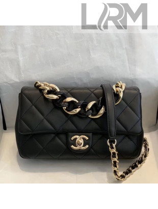 Chanel Quilted Lambskin Medium Flap Bag with Resin Chain AS1353 Black 2019
