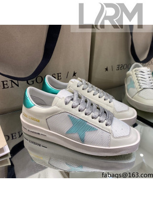 Golden Goose Stardan Sneakers in White Mesh and Blue Star 2021