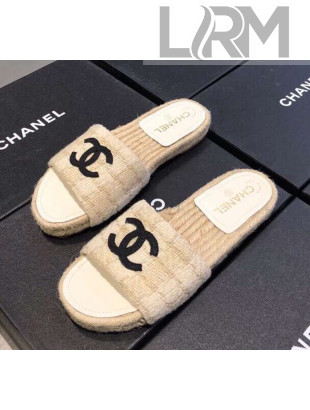 Chanel CC Weave Espadrilles Mule Sandal Beige/Black 2019