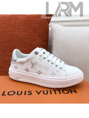 Louis Vuitton Time Out Sneakers in Silver Metallic Monogram Leather 2021