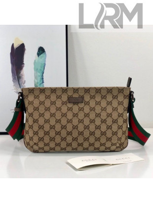 Gucci GG Canvas Web Medium Shoulder Bag 189749 Dark Beige 2021